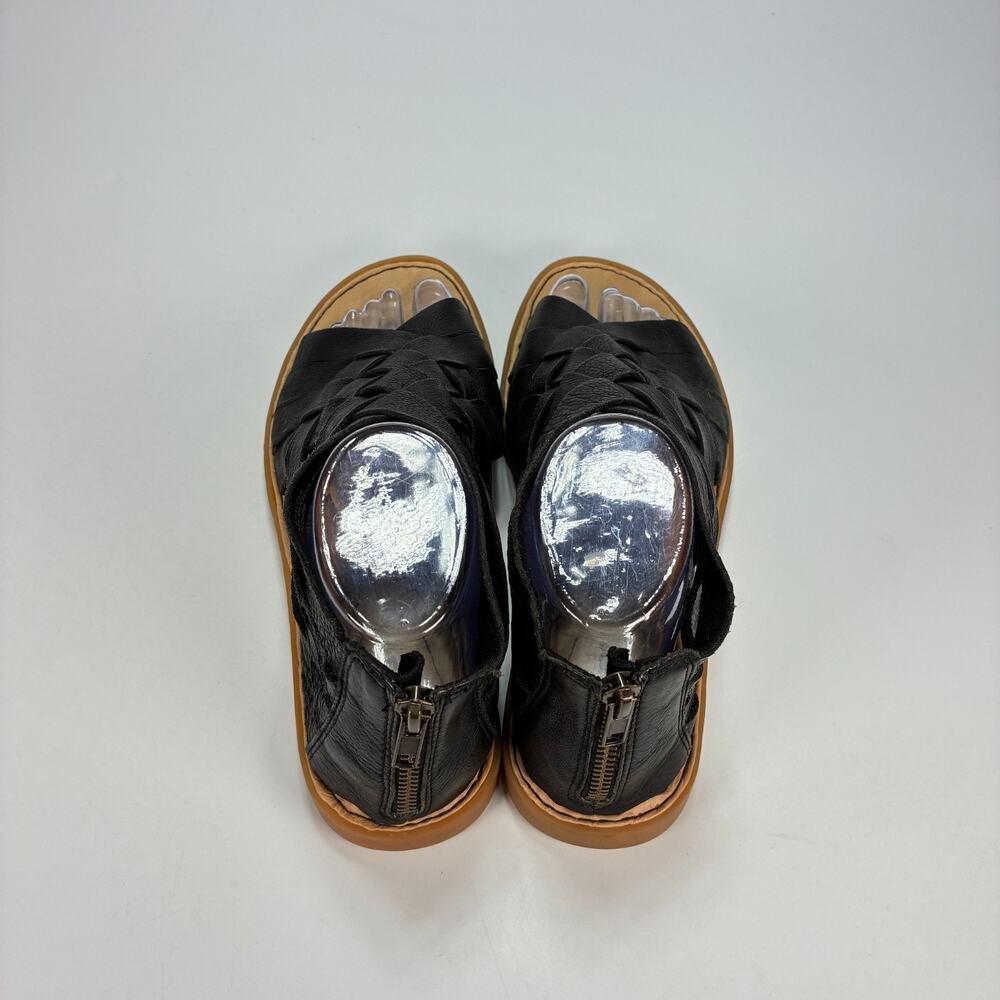 Born Iwa Woven Black Leather Flat Gladiator Back Zipper Sandals Women's Size 8M - Picture 6 of 10